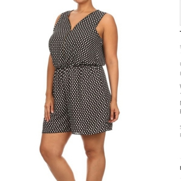 Plus Size Sleeveless Shorts Romper Black Jumpsuit - Picture 2 of 5